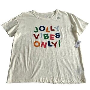 +Old Navy Women's Xmas TShirt Jolly Vibes Short Sleeve Match the Fam Sz M NWT